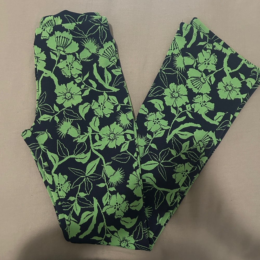 Zara Blue & Green Flare Leggings